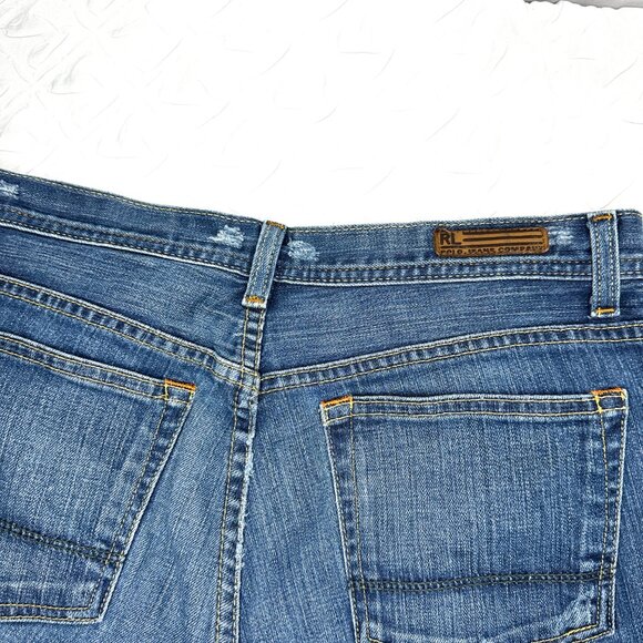 Vintage Polo Jeans Co Women’s Baby Bootcut Low Rise Distressed Blue Jeans, 10 - Picture 7 of 7